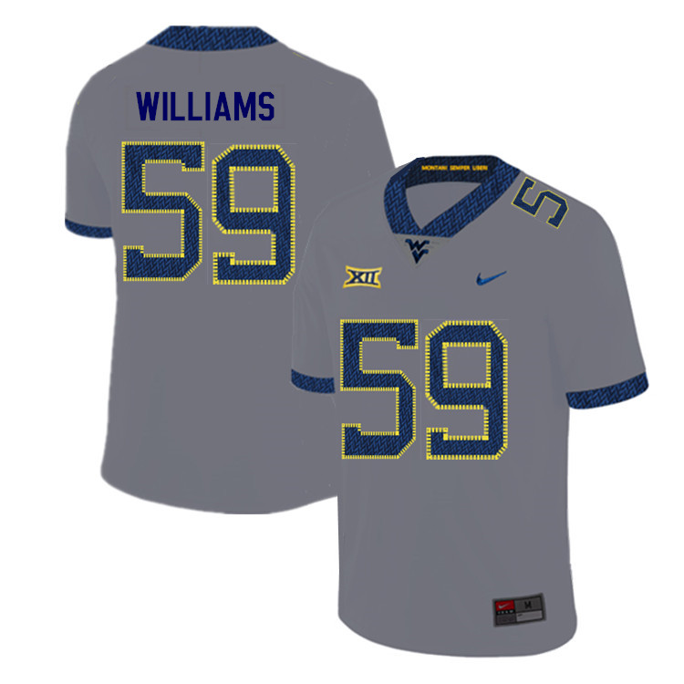 NCAA Men's Luke Williams West Virginia Mountaineers Gray #59 Nike Stitched Football College 2019 Authentic Jersey NP23Q80EY